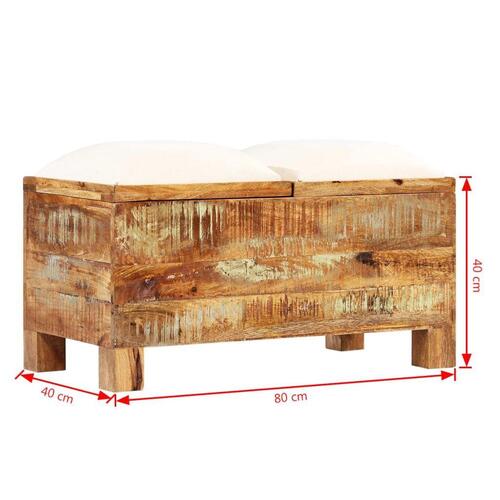 Opbevaringsbænk 80x40x40 cm massivt genbrugstræ