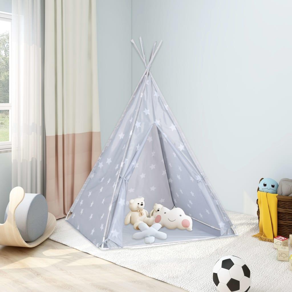 Tipi til børn 115x115x160 cm med bærepose polyester grå billede