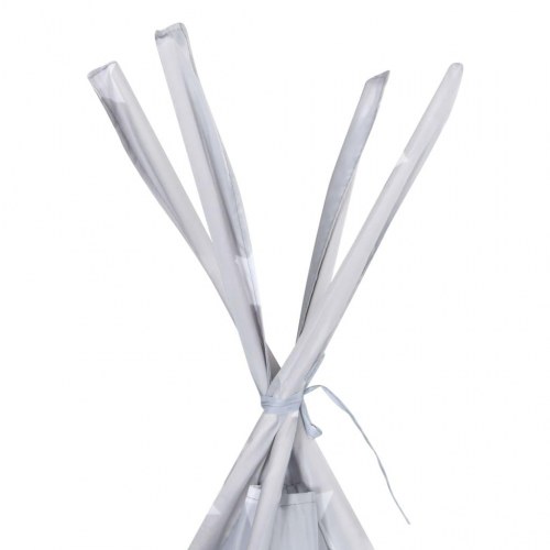 Tipi legetelt til børn 115×115×160 cm med bærepose - grå polyester med stjerner