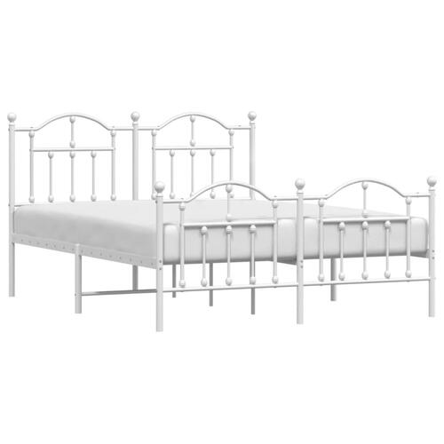Sengeramme med sengegavl og fodgærde 140x190 cm metal hvid