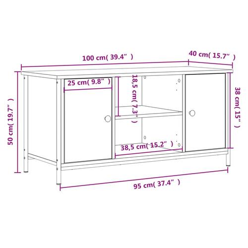 Tv-bord 100x40x50 cm konstrueret træ røget egetræsfarve