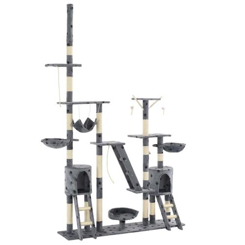 Kradsetræ til katte med sisal-kradsestolper 230-250 cm poteprint grå