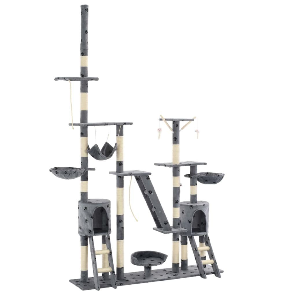 Kradsetræ til katte med sisal-kradsestolper 230-250 cm poteprint grå
