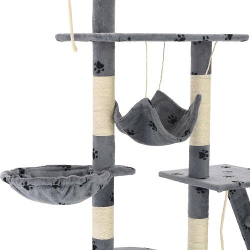 Kradsetræ til katte med sisal-kradsestolper 230-250 cm poteprint grå