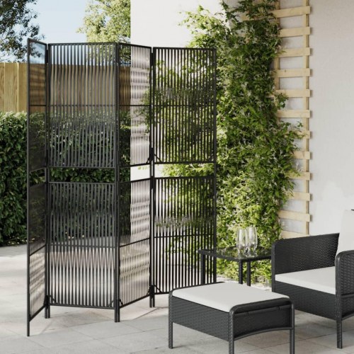 Rumdeler med 4 paneler i polyrattan - sort