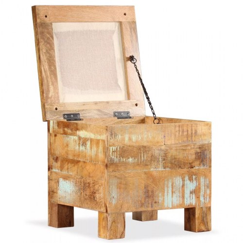 Opbevaringsbænk 40x40x45 cm massivt genbrugstræ