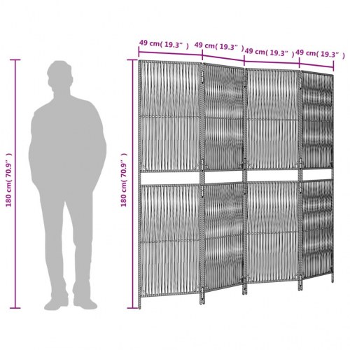 Rumdeler med 4 paneler i polyrattan - sort