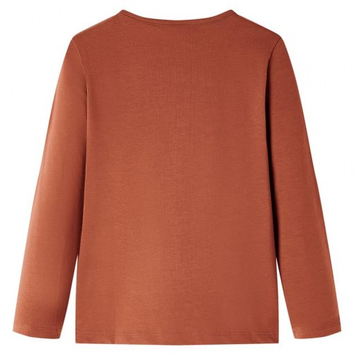 Langærmet T-shirt til børn str. 140 - cognacfarvet