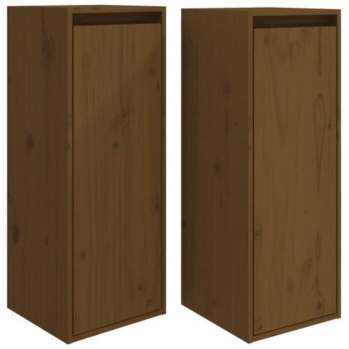 Sengeborde 2 stk. 30x30x80 cm massivt fyrretræ gyldenbrun