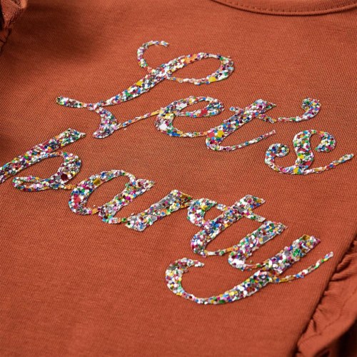 Langærmet T-shirt til børn str. 140 - cognacfarvet