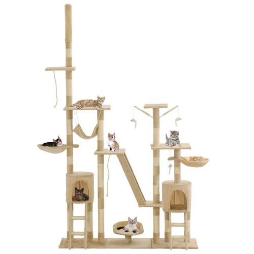 Kradsetræ til katte med sisal-kradsestolper 230-250 cm beige