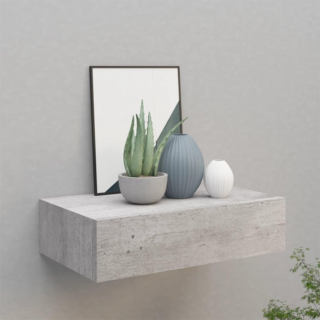 Væghylde med skuffe 40x23,5x10 cm MDF betongrå