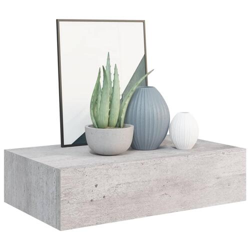 Væghylde med skuffe 40x23,5x10 cm MDF betongrå