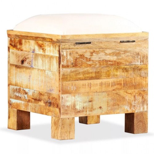 Opbevaringsbænk 40x40x45 cm massivt genbrugstræ