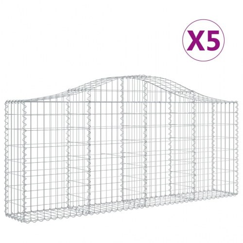 Buede gabionkurve 5 stk. 200x30x80/100 cm galvaniseret jern