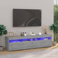 Tv-borde 2 stk. med LED-lys 75x35x40 cm grå sonoma-eg