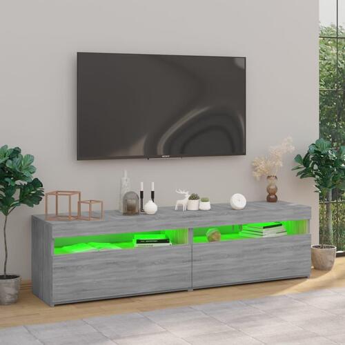 Tv-borde 2 stk. med LED-lys 75x35x40 cm grå sonoma-eg