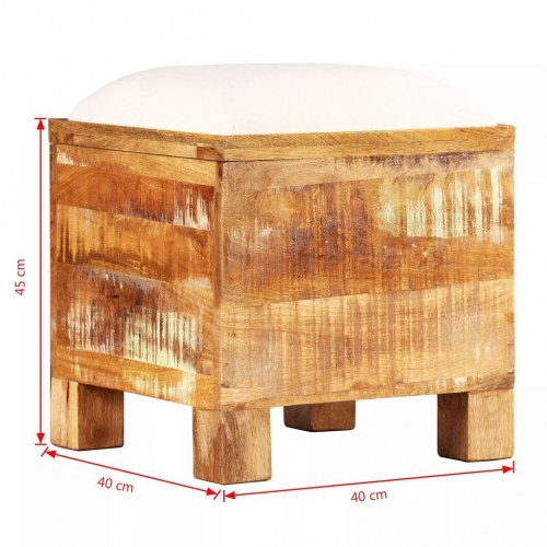 Opbevaringsbænk 40x40x45 cm massivt genbrugstræ