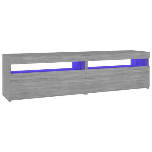 Tv-borde 2 stk. med LED-lys 75x35x40 cm grå sonoma-eg