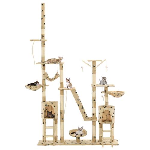 Kradsetræ til katte med sisal-kradsestolper 230-250 cm poteprint beige