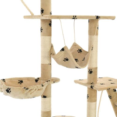 Kradsetræ til katte med sisal-kradsestolper 230-250 cm poteprint beige