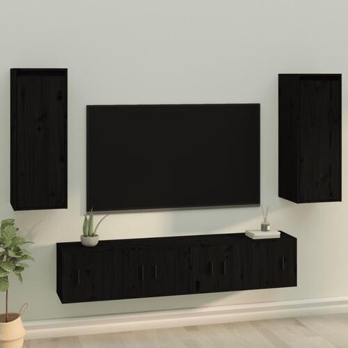 Vægskabe 2 stk. 30x30x60 cm massivt fyrretræ sort