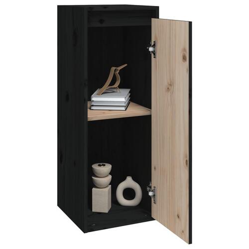 Vægskabe 2 stk. 30x30x60 cm massivt fyrretræ sort