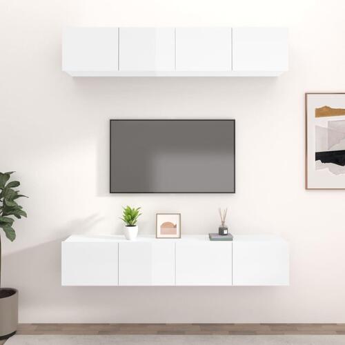 Tv-skabe 4 stk. 80x30x30 cm konstrueret træ hvid højglans