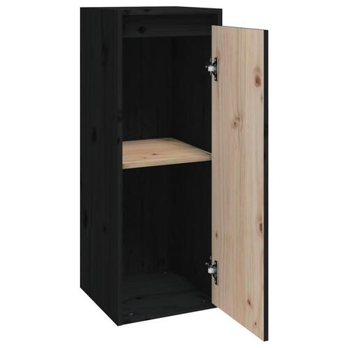 Vægskabe 2 stk. 30x30x60 cm massivt fyrretræ sort