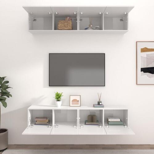 Tv-skabe 4 stk. 80x30x30 cm konstrueret træ hvid højglans