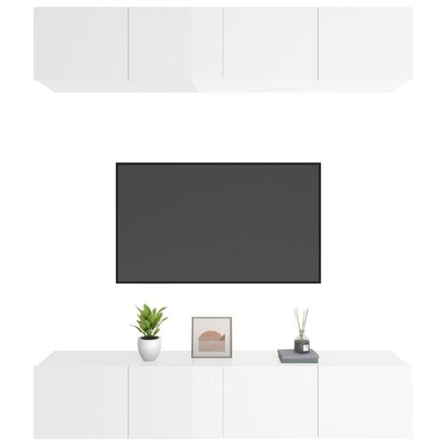 Tv-skabe 4 stk. 80x30x30 cm konstrueret træ hvid højglans