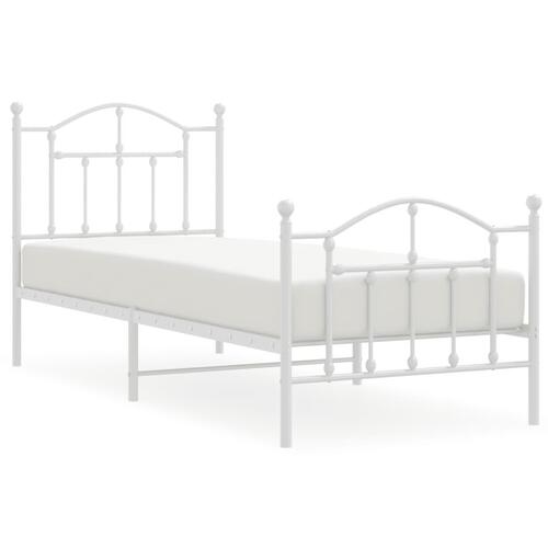 Sengeramme med sengegavl og fodgærde 90x190 cm metal hvid