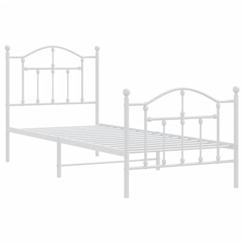 Sengeramme med sengegavl og fodgærde 90x190 cm metal hvid