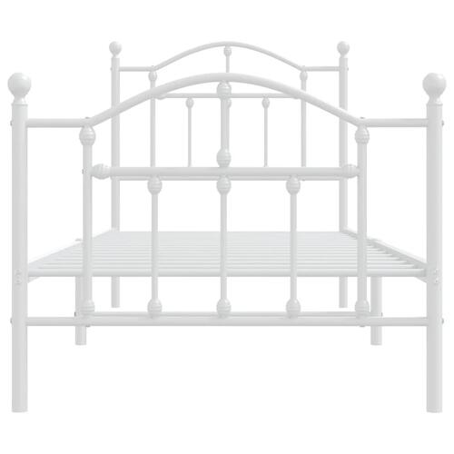 Sengeramme med sengegavl og fodgærde 90x190 cm metal hvid