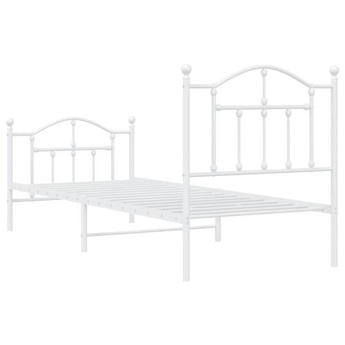 Sengeramme med sengegavl og fodgærde 90x190 cm metal hvid