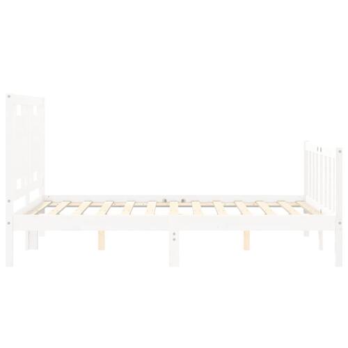 Sengeramme med sengegavl Small Double massivt træ hvid