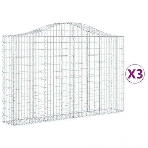 Buede gabionkurve - 3 stk. 200×30×120/140 cm i galvaniseret jern