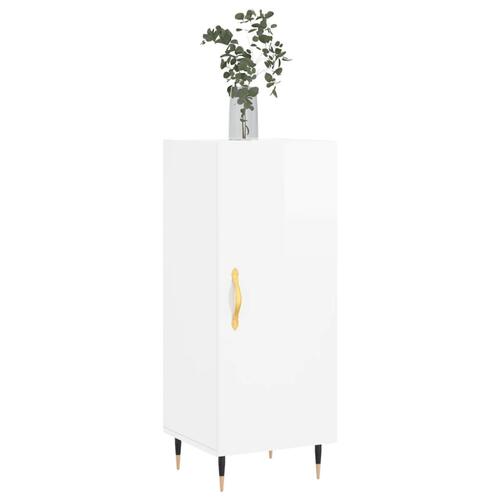 Skænk 34,5x34x90 cm konstrueret træ hvid højglans