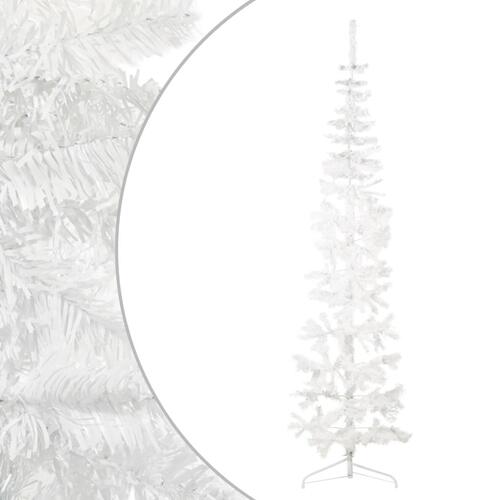 Kunstigt halvt juletræ med juletræsfod 240 cm smalt hvid