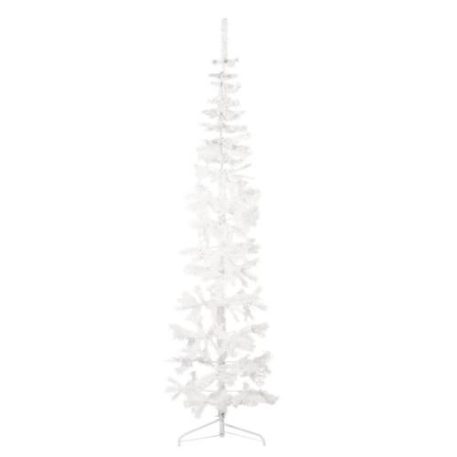 Kunstigt halvt juletræ med juletræsfod 240 cm smalt hvid