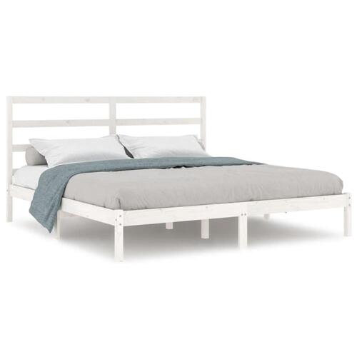 Sengestel 180x200 cm Super King massivt fyrretræ hvid