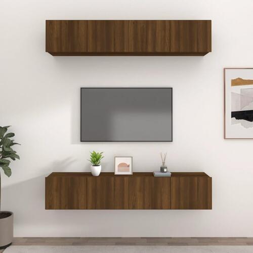 Tv-skabe 4 stk. 80x30x30 cm konstrueret træ brun egetræsfarve