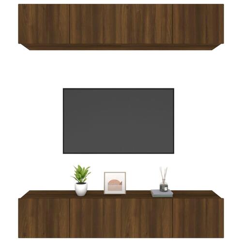 Tv-skabe 4 stk. 80x30x30 cm konstrueret træ brun egetræsfarve