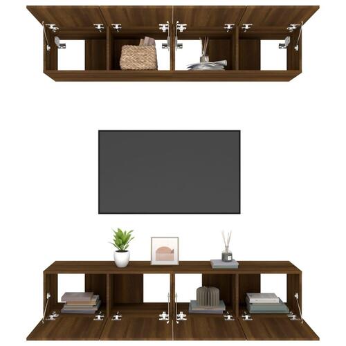 Tv-skabe 4 stk. 80x30x30 cm konstrueret træ brun egetræsfarve