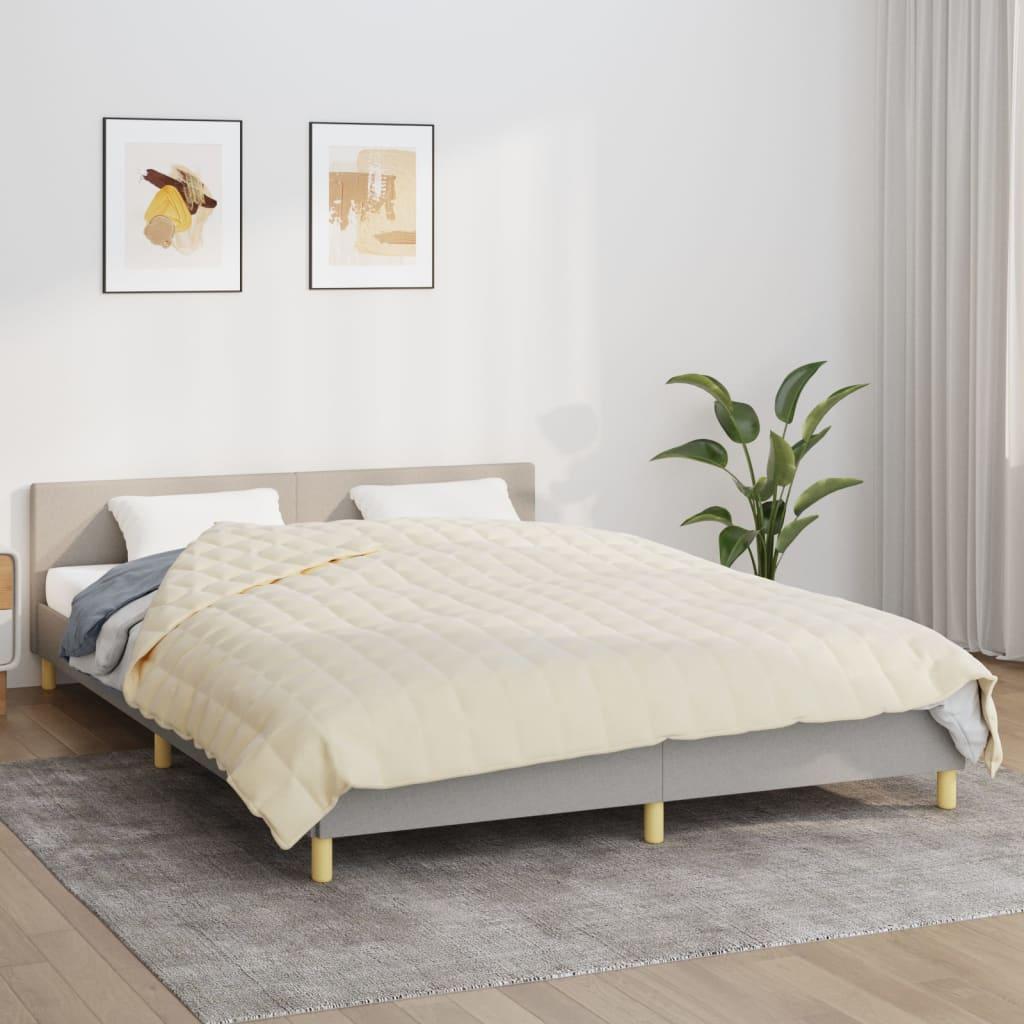 Tyngdetæppe 200x220 cm 13 kg stof lys cremefarve