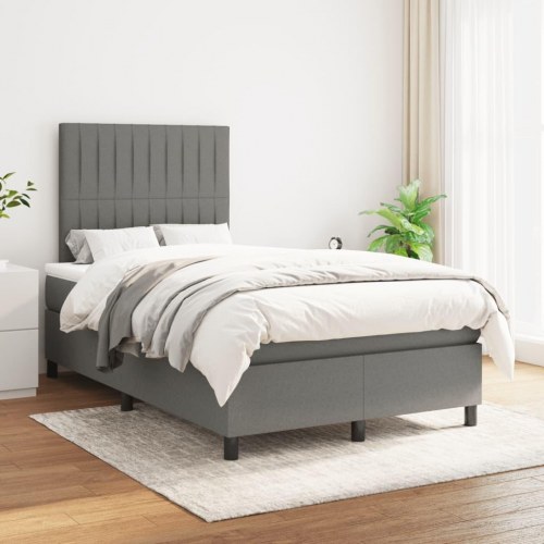 Kontinentalseng med madras 120x190 cm - stof, mørkegrå