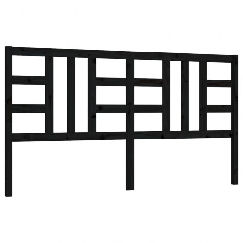 Sengegavl 206 × 4 × 100 cm i massivt fyrretræ - sort