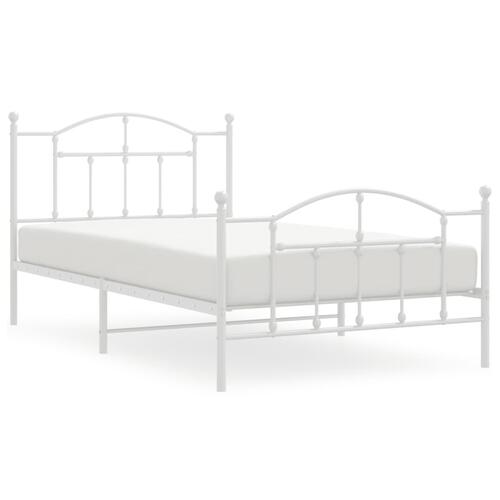Sengeramme med sengegavl og fodgærde 107x203 cm metal hvid