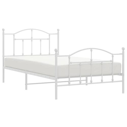 Sengeramme med sengegavl og fodgærde 107x203 cm metal hvid