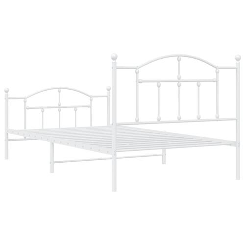 Sengeramme med sengegavl og fodgærde 107x203 cm metal hvid